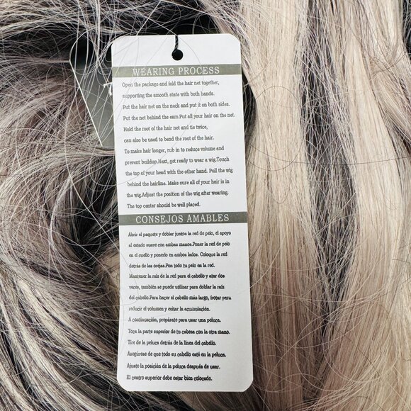 Long Wavy Black & Blonde Two-Tone Synthetic Wig - Picture 6 of 6